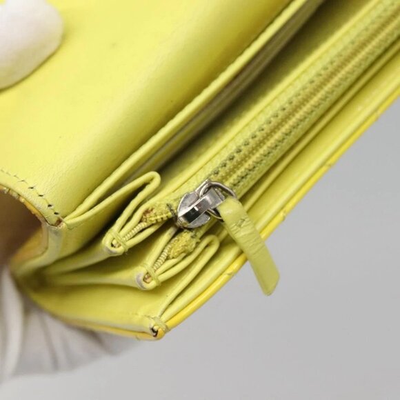 CHANEL Matelasse COCO Mark Long Wallet Patent leather Yellow CC Auth 142043 - Picture 14 of 16